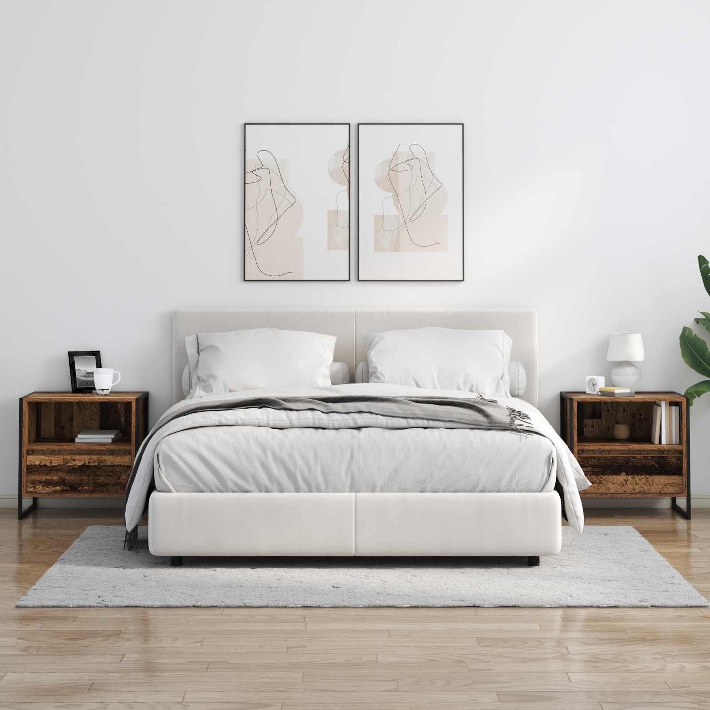 vidaXL Κομοδίνο 2 pcs Παλιό Ξύλο 50 x 39,5 x 50 εκ. Επεξεργασμένο ξύλο
