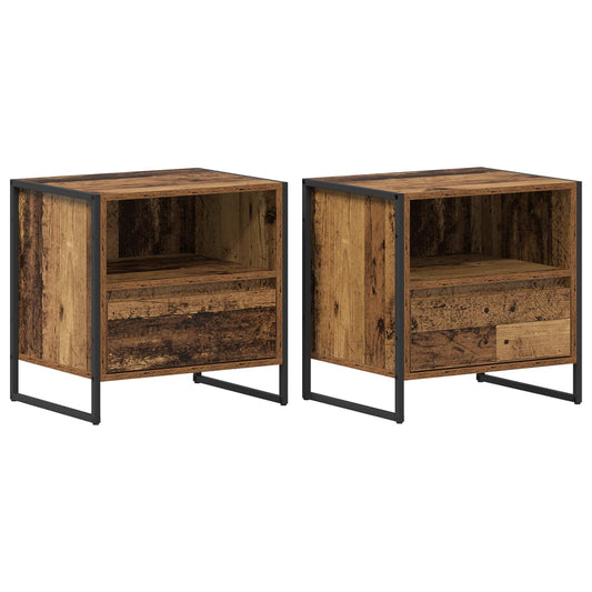vidaXL Κομοδίνο 2 pcs Παλιό Ξύλο 50 x 39,5 x 50 εκ. Επεξεργασμένο ξύλο