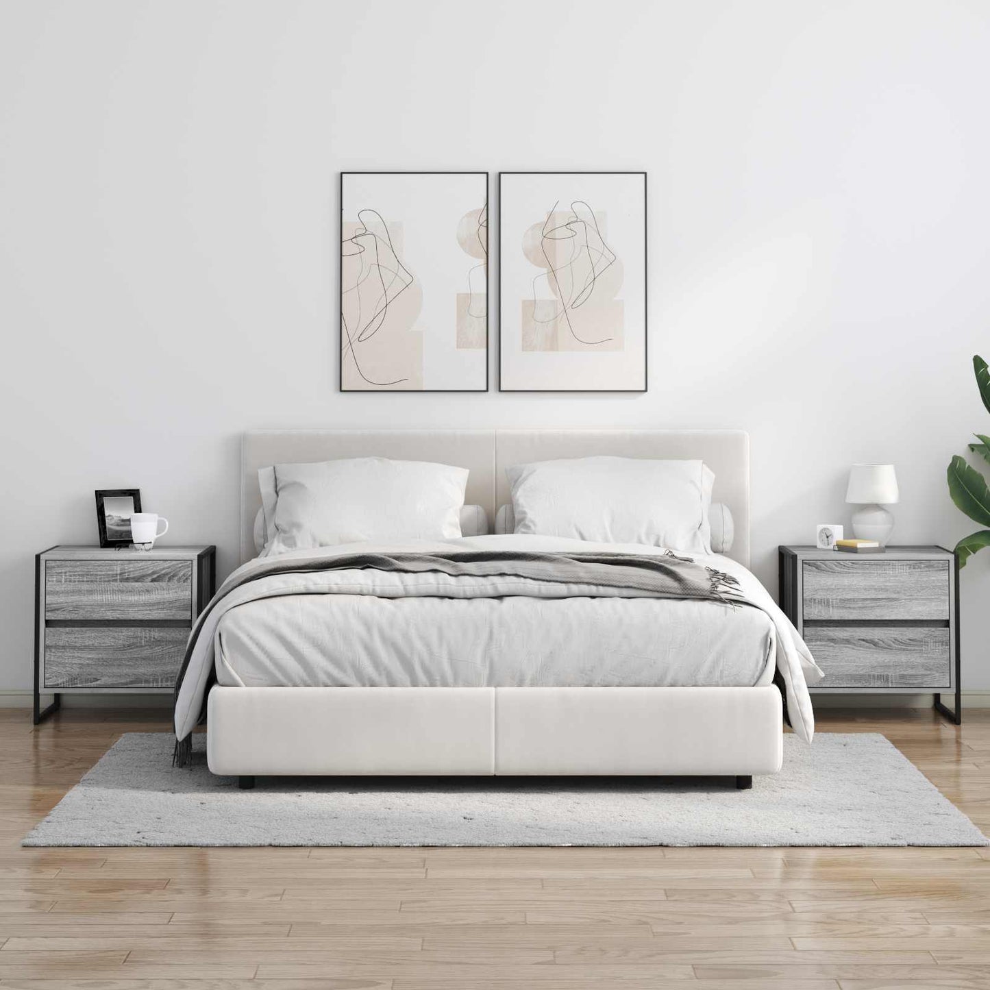 vidaXL Κομοδίνο Γκρίζο Σονομα 50 x 39.5 x 50 εκ. Επεξεργασμένο ξύλο