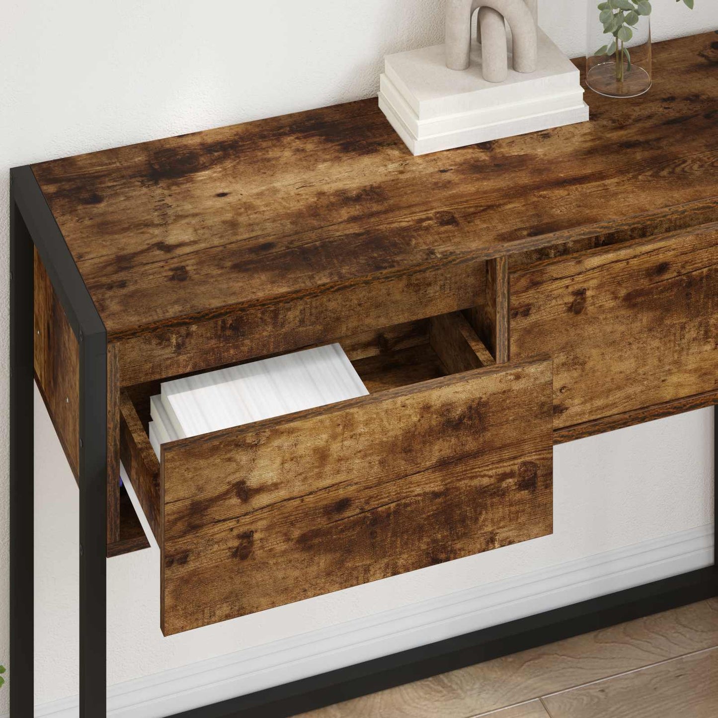 vidaXL End Table Καπνιστό Δρύς 100 x 36 x 75 εκ. Επεξεργασμένο ξύλο