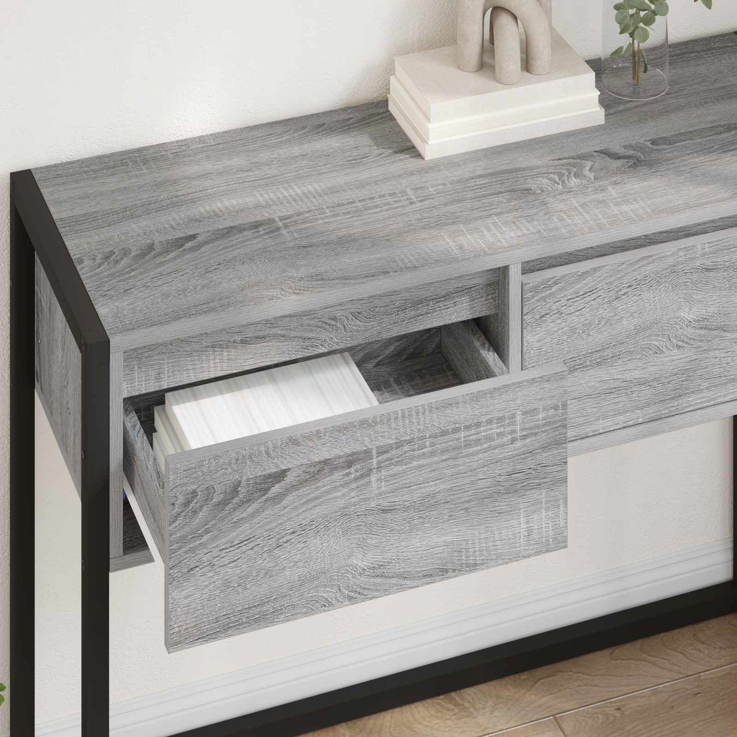 vidaXL End Table Γκρίζο Σονομα 100 x 36 x 75 εκ. Επεξεργασμένο ξύλο