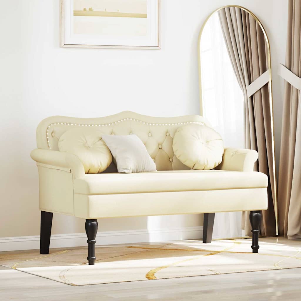 vidaXL Καναπές Chesterfield Κρεμ 120,5 x 65 x 75 εκ. Τεχνητό Δέρμα