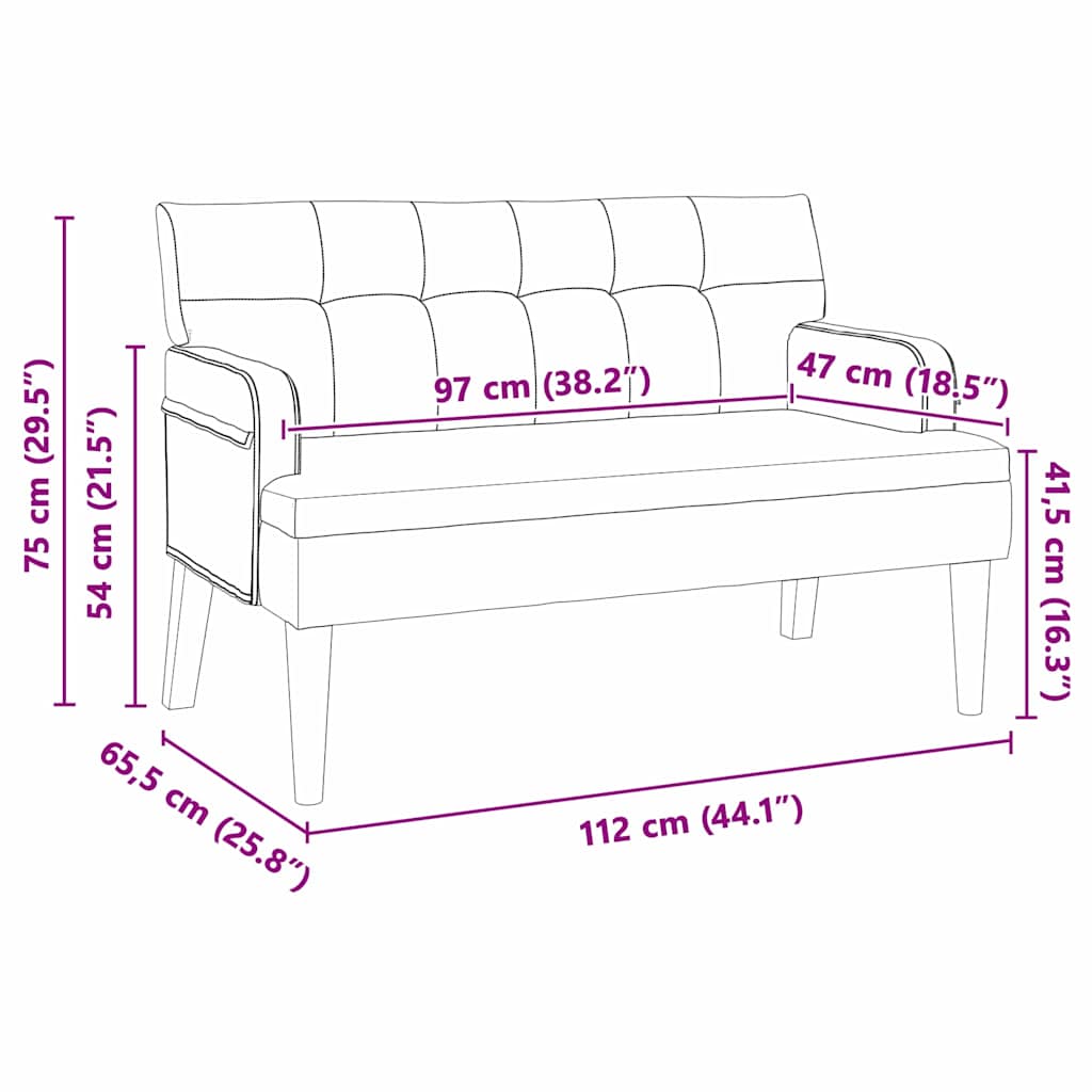 vidaXL Καναπές Chesterfield Κόκκινο 112 x 65.5 x 75 εκ. Βελούδο