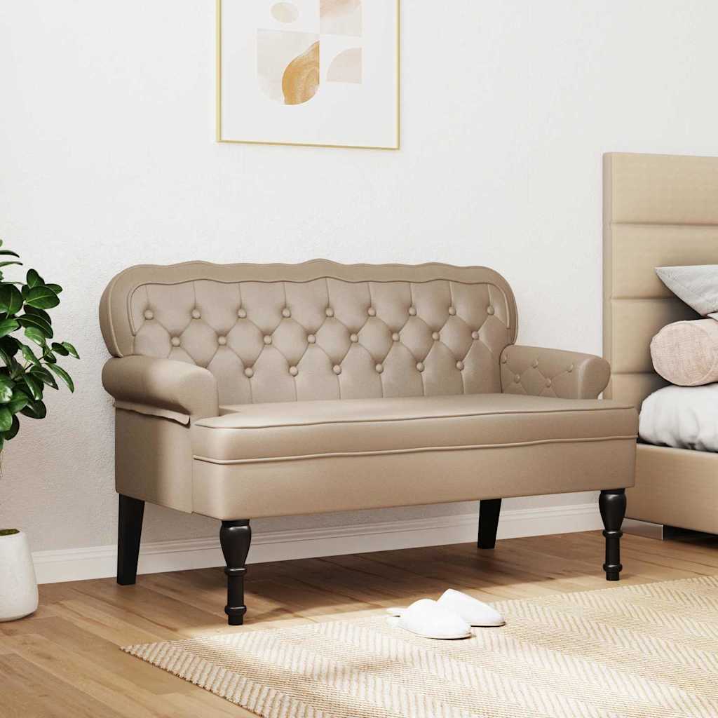vidaXL Καναπές Chesterfield Καπουτσίνο 119,5 x 64,5 x 75 εκ.