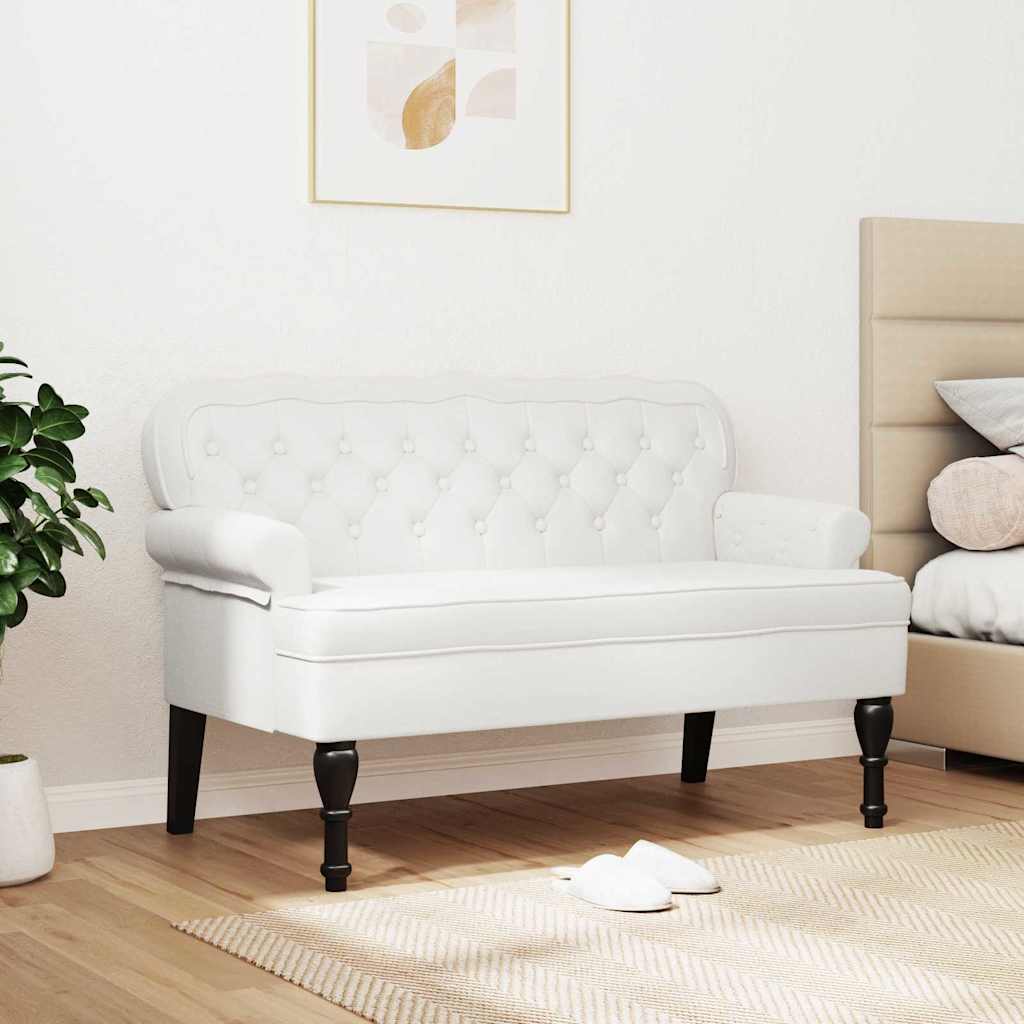 vidaXL Καναπές Chesterfield Λευκό 119.5 x 64.5 x 75 εκ. Τεχνητό Δέρμα