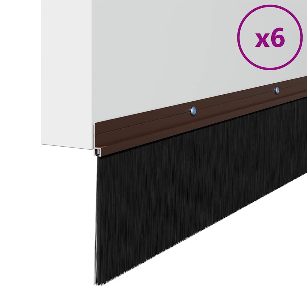 vidaXL Σφραγίδες πόρτας με βούρτσες που προσαρτώνται 6 pcs Καφέ 100 cm