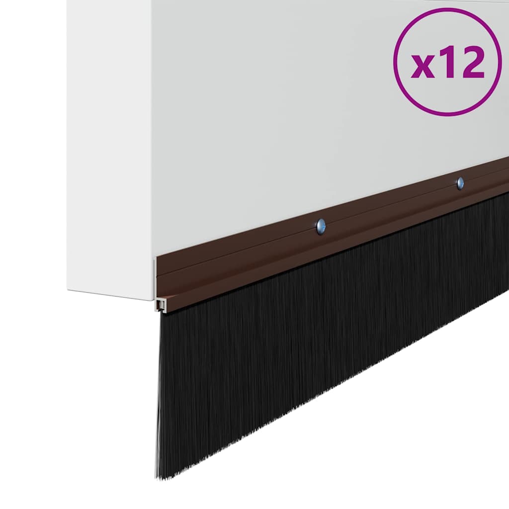 vidaXL Σφραγίδες πόρτας με βούρτσες που προσαρτώνται 12 pcs Καφέ