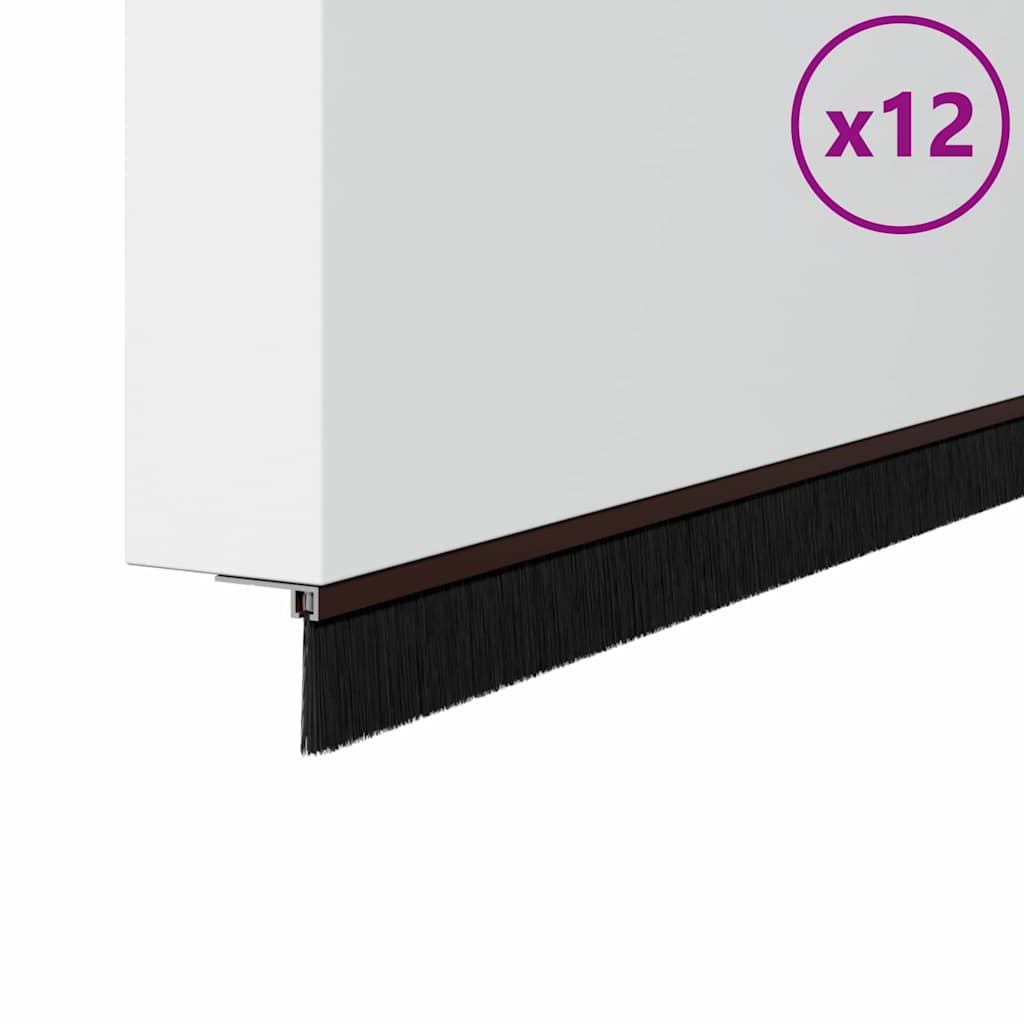 vidaXL Σφραγίδες πόρτας με βούρτσες που προσαρτώνται 12 pcs Καφέ