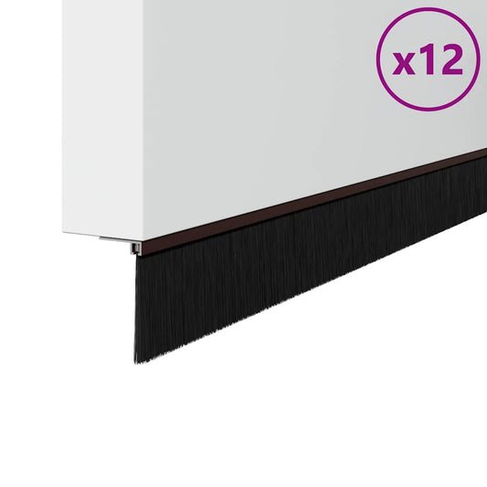 vidaXL Σφραγίδες πόρτας με βούρτσες που προσαρτώνται 12 pcs Καφέ