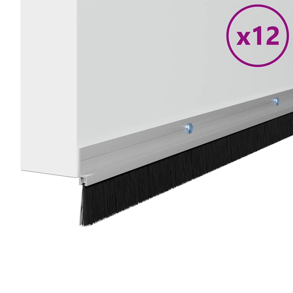 vidaXL Σφραγίδες πόρτας με βούρτσες που προσαρτώνται 12 pcs Ασημί