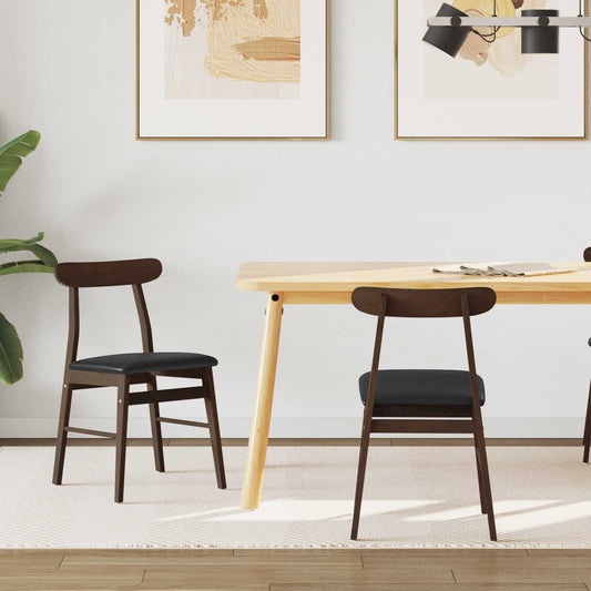 vidaXL Καρέκλα τραπεζαρίας 2 pcs Ανοιχτό Καφέ και Μαύρο