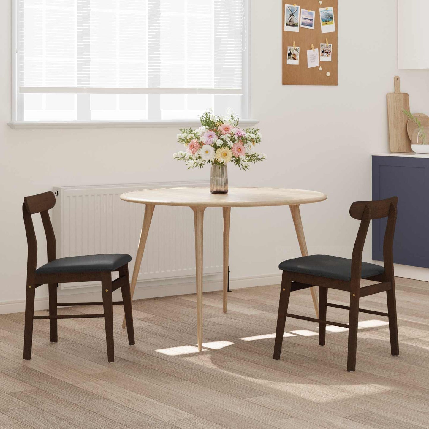 vidaXL Καρέκλα τραπεζαρίας 2 pcs Ανοιχτό Καφέ και Μαύρο