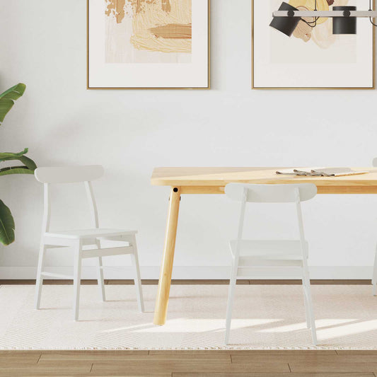 vidaXL Καρέκλα τραπεζαρίας 2 pcs Λευκό Στερεό Ξύλο Ραβέντι