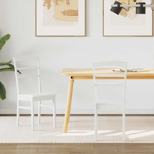 vidaXL Καρέκλα τραπεζαρίας 2 pcs Λευκό Στερεό Ξύλο Ραβέντι