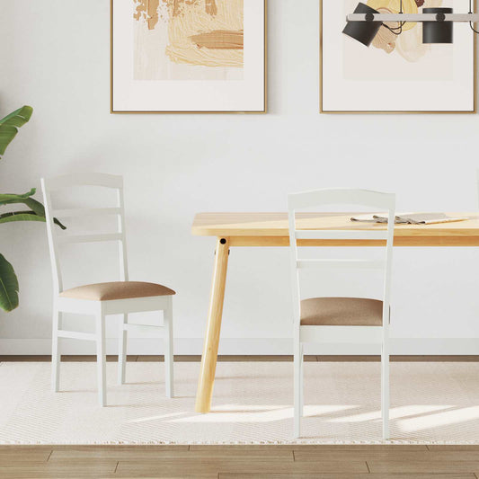 vidaXL Καρέκλα τραπεζαρίας 2 pcs Λευκό και Καφέ Στερεό Ξύλο Ραβέντι