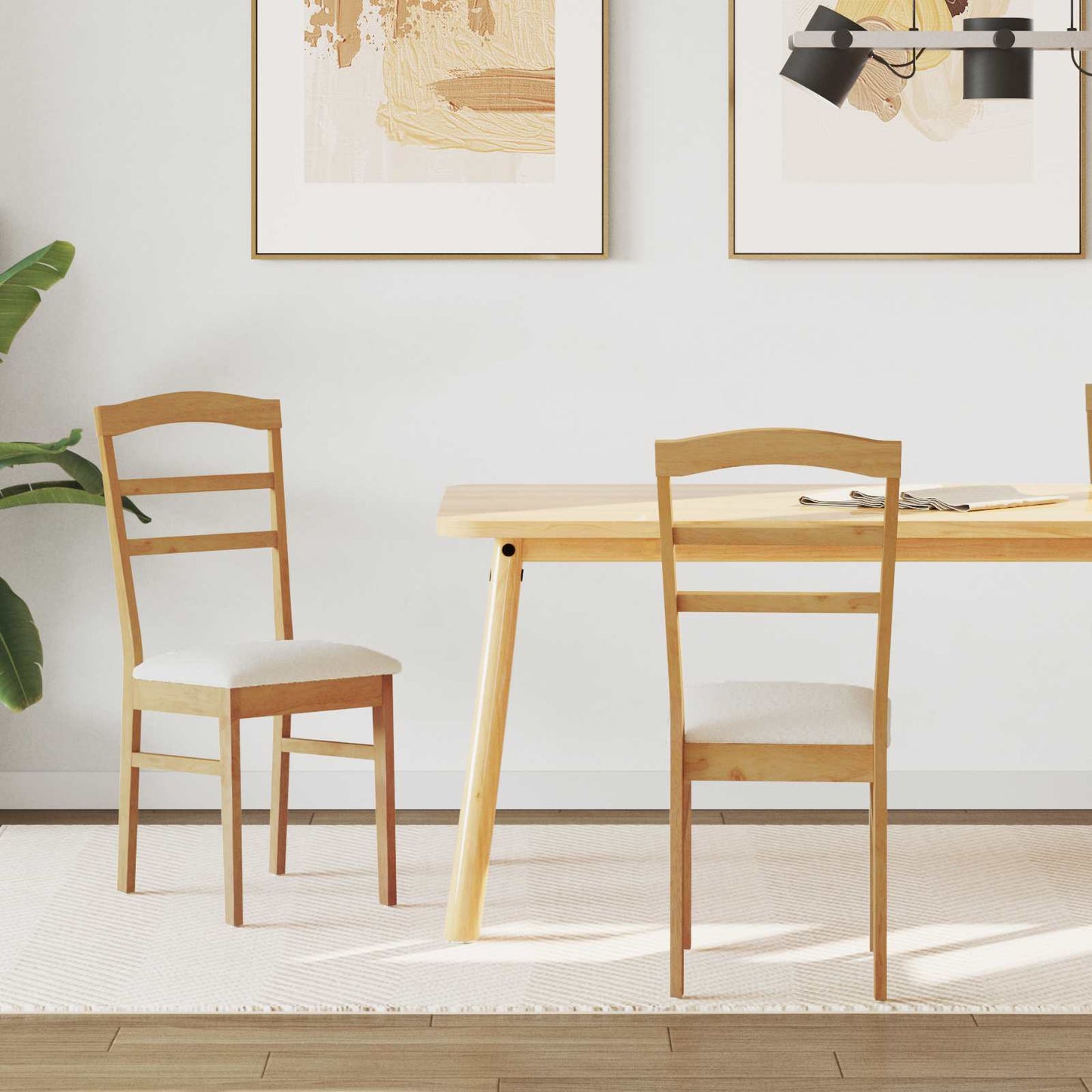 vidaXL Καρέκλα τραπεζαρίας 2 pcs Φυσικό και Ανοιχτό