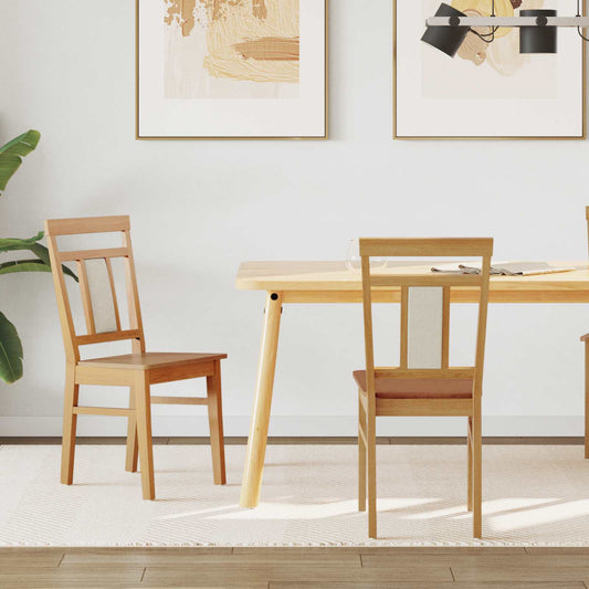 vidaXL Καρέκλα τραπεζαρίας 2 pcs Φυσικό Στερεό Ξύλο Ραβέντι