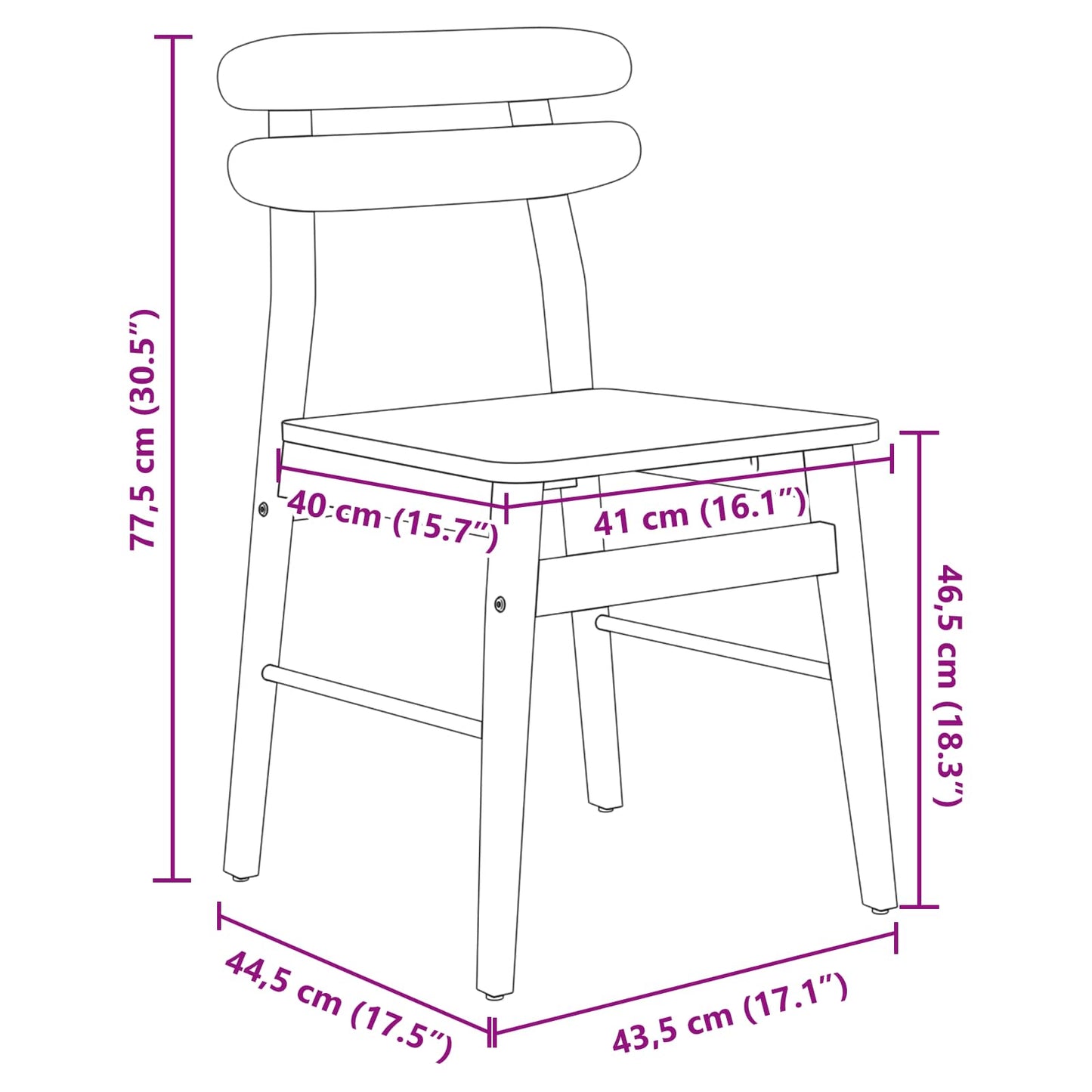 vidaXL Καρέκλα τραπεζαρίας 2 pcs Φυσικό Στερεό ξύλο