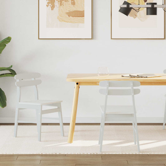 vidaXL Καρέκλα τραπεζαρίας 2 pcs Λευκό Στερεό Ξύλο Ραβέντι