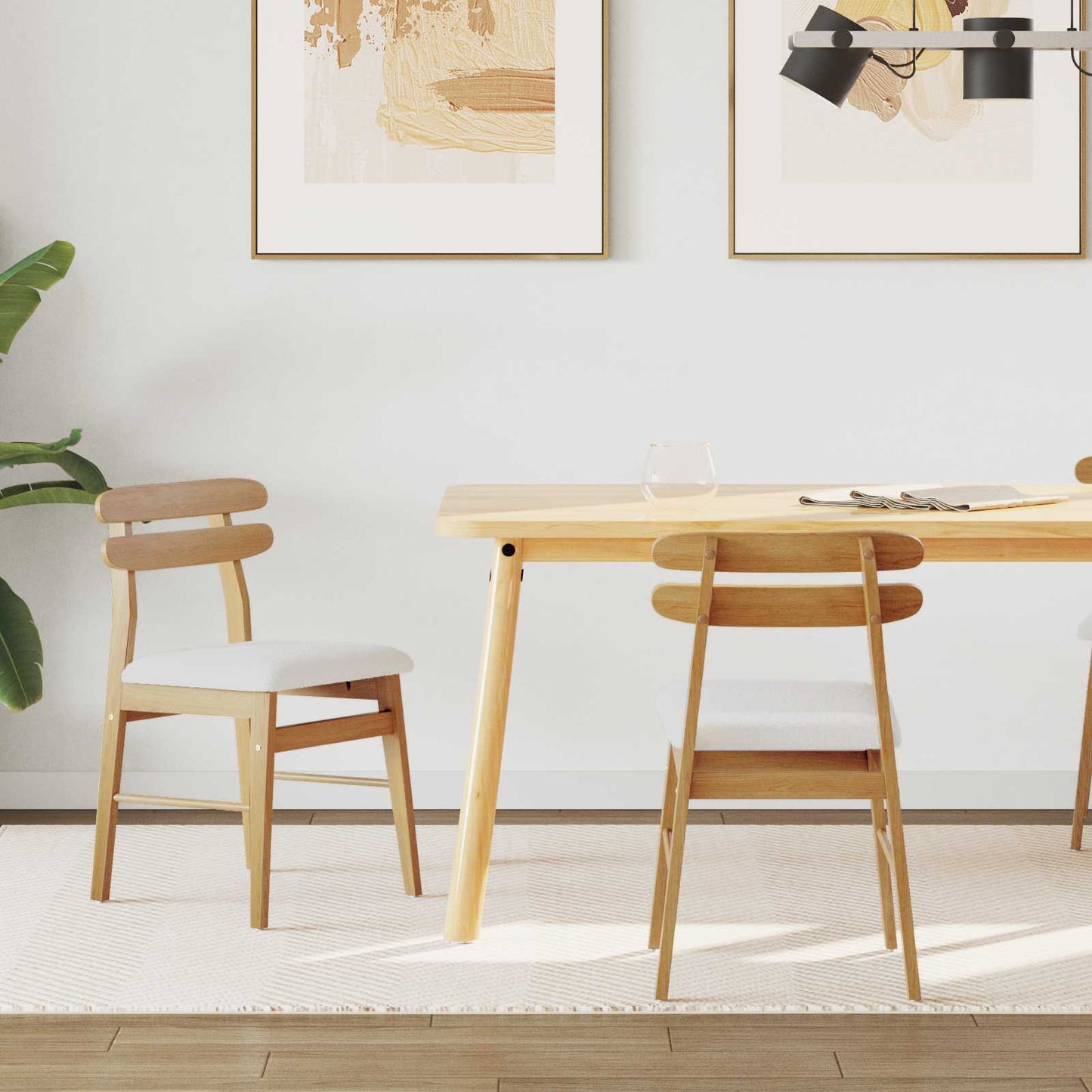 vidaXL Καρέκλα τραπεζαρίας 2 pcs Φυσικό και Ανοιχτό