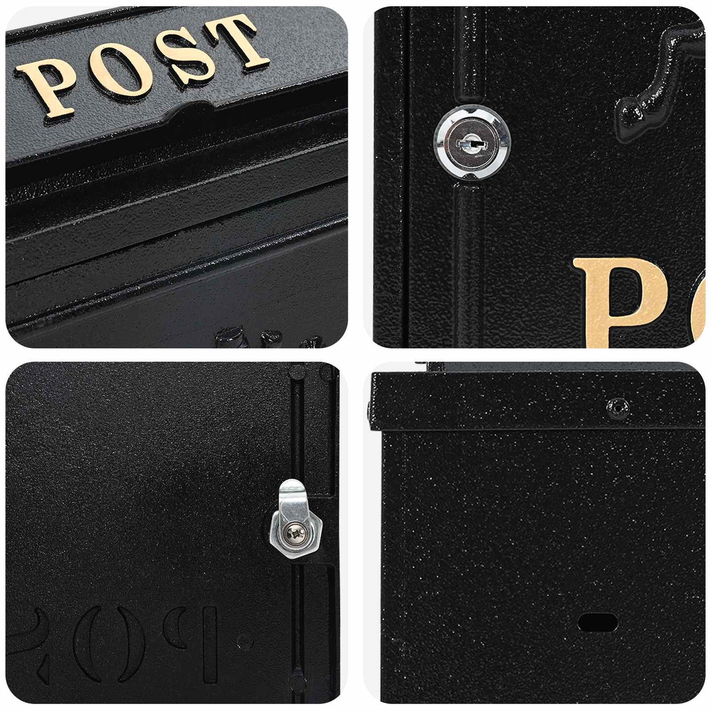 vidaXL Επιτοίχιος Ταχυδρομικός Κάδος με πόρτα Μαύρο 29 x 13 x 41 εκ.