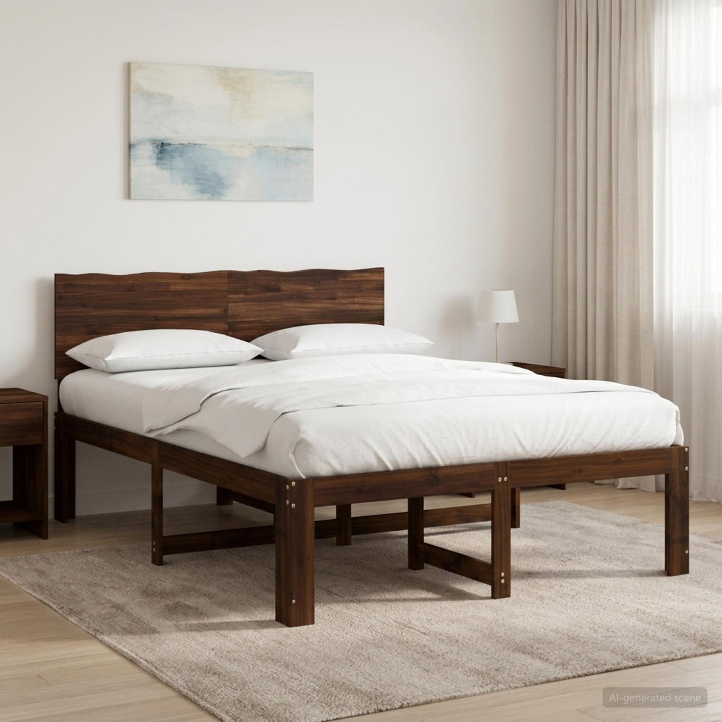 vidaXL Διπλό Κρεβάτι με Κεφαλάρι ROSTOCK Σκούρο Καφέ 140 x 190 cm