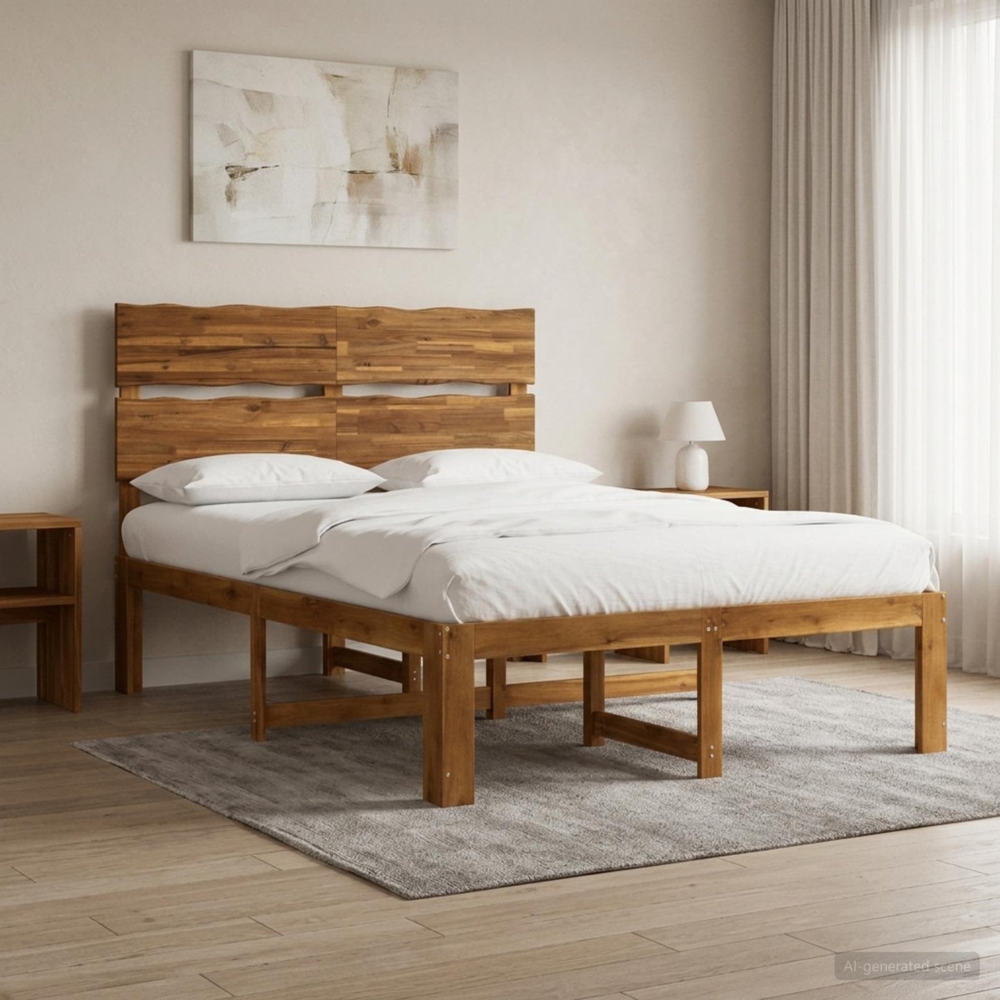 vidaXL Διπλό Κρεβάτι με Κεφαλάρι ROSTOCK Φυσικό 120 x 200 cm