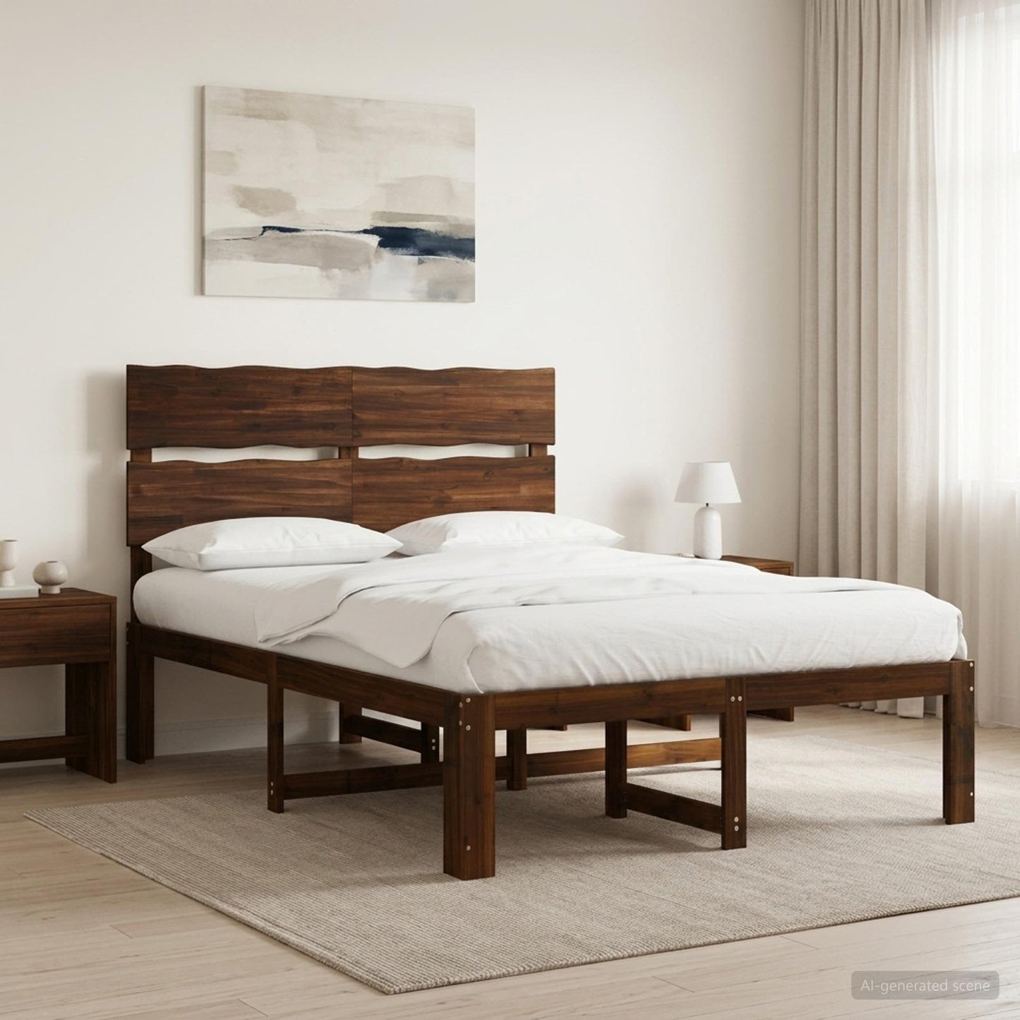 vidaXL Διπλό Κρεβάτι με Κεφαλάρι ROSTOCK Σκούρο Καφέ 140 x 200 cm