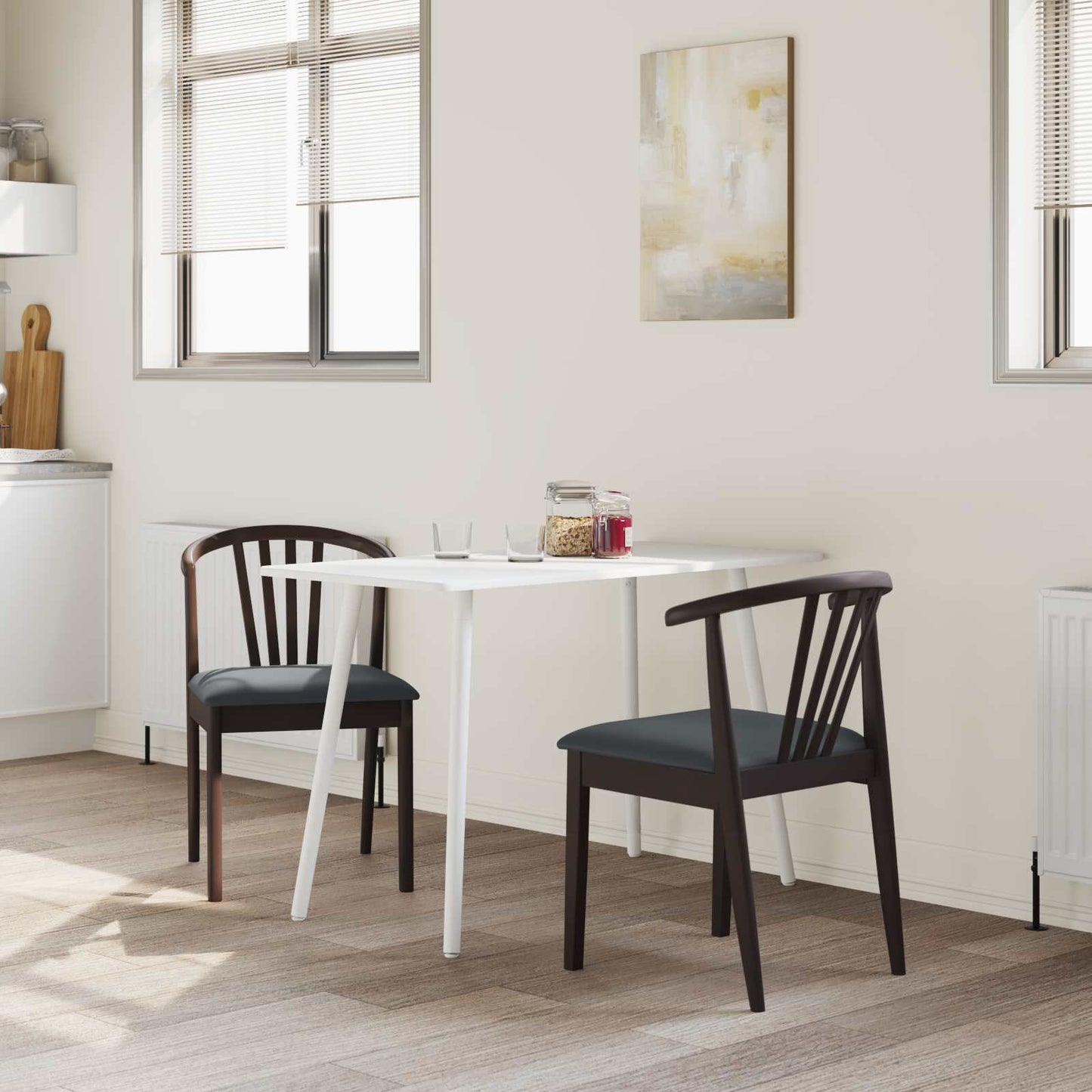 vidaXL Καρέκλα τραπεζαρίας 2 pcs Ανοιχτό Καφέ και Μαύρο