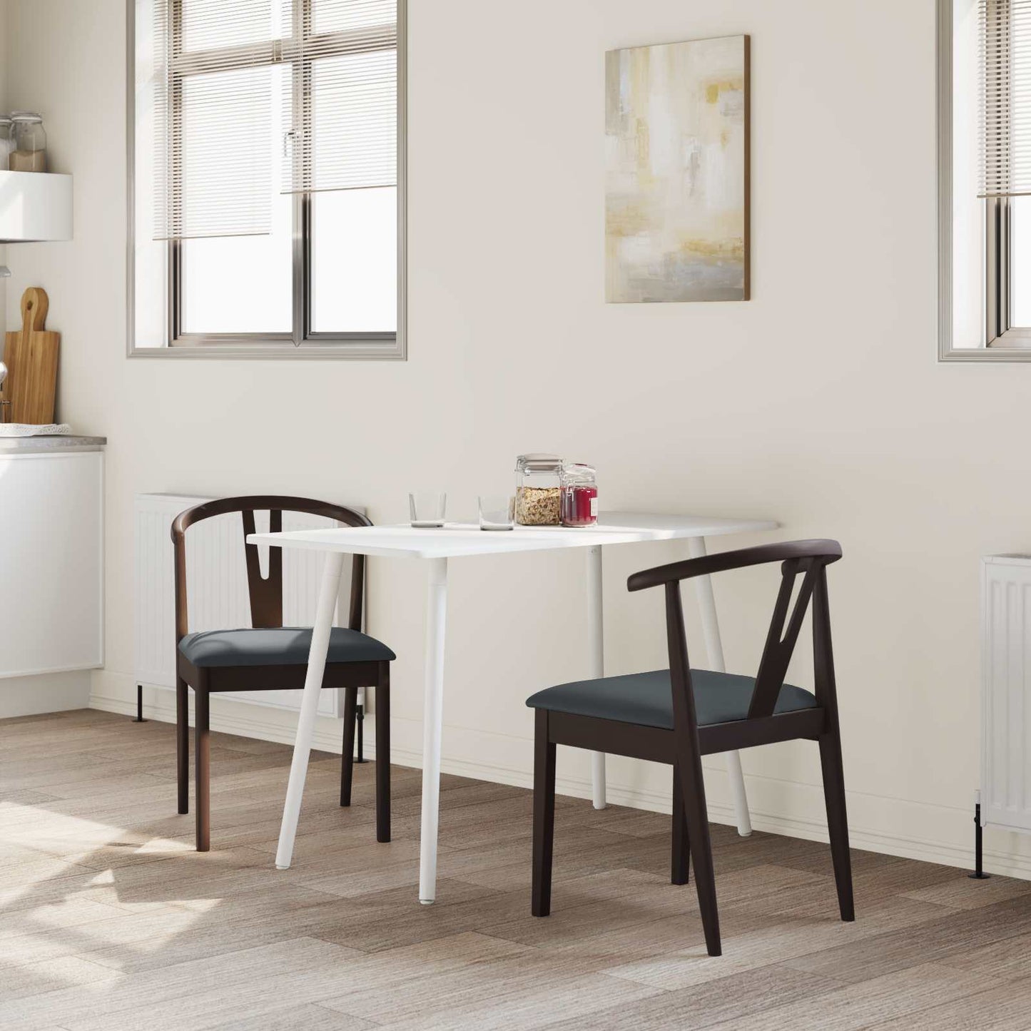 vidaXL Καρέκλα τραπεζαρίας 2 pcs Ανοιχτό Καφέ και Μαύρο