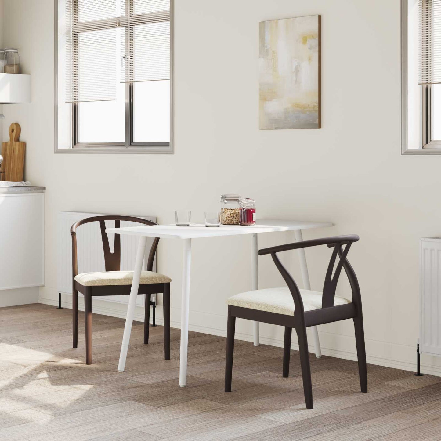 vidaXL Καρέκλα τραπεζαρίας 2 pcs Ανοιχτό Καφέ και Ανοιχτό