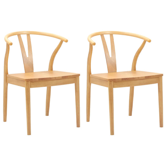 vidaXL Καρέκλα τραπεζαρίας 2 pcs Φυσικό Στερεό Ξύλο Ραβέντι