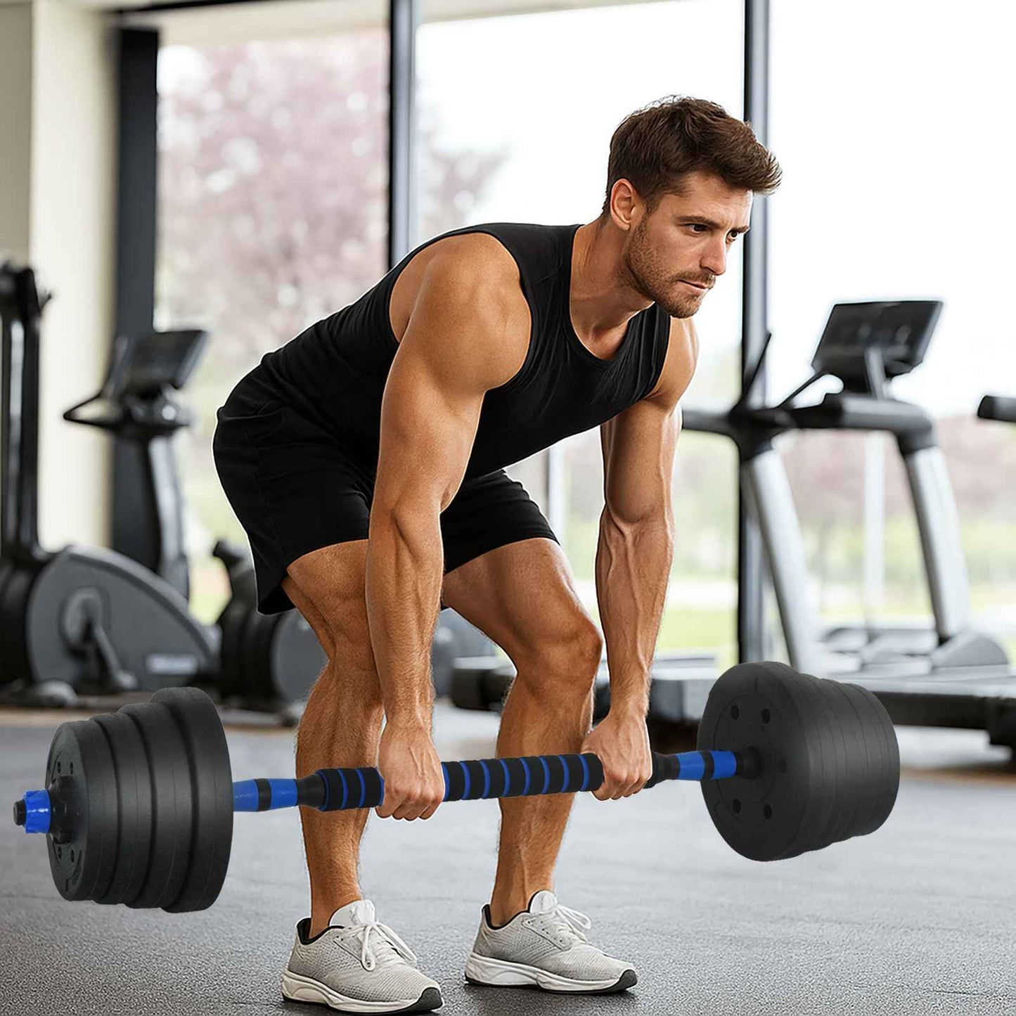 vidaXL Σετ Αλτήρα 2 σε 1 Μαύρο και μπλε 121 x 19,5 x 19,5 cm