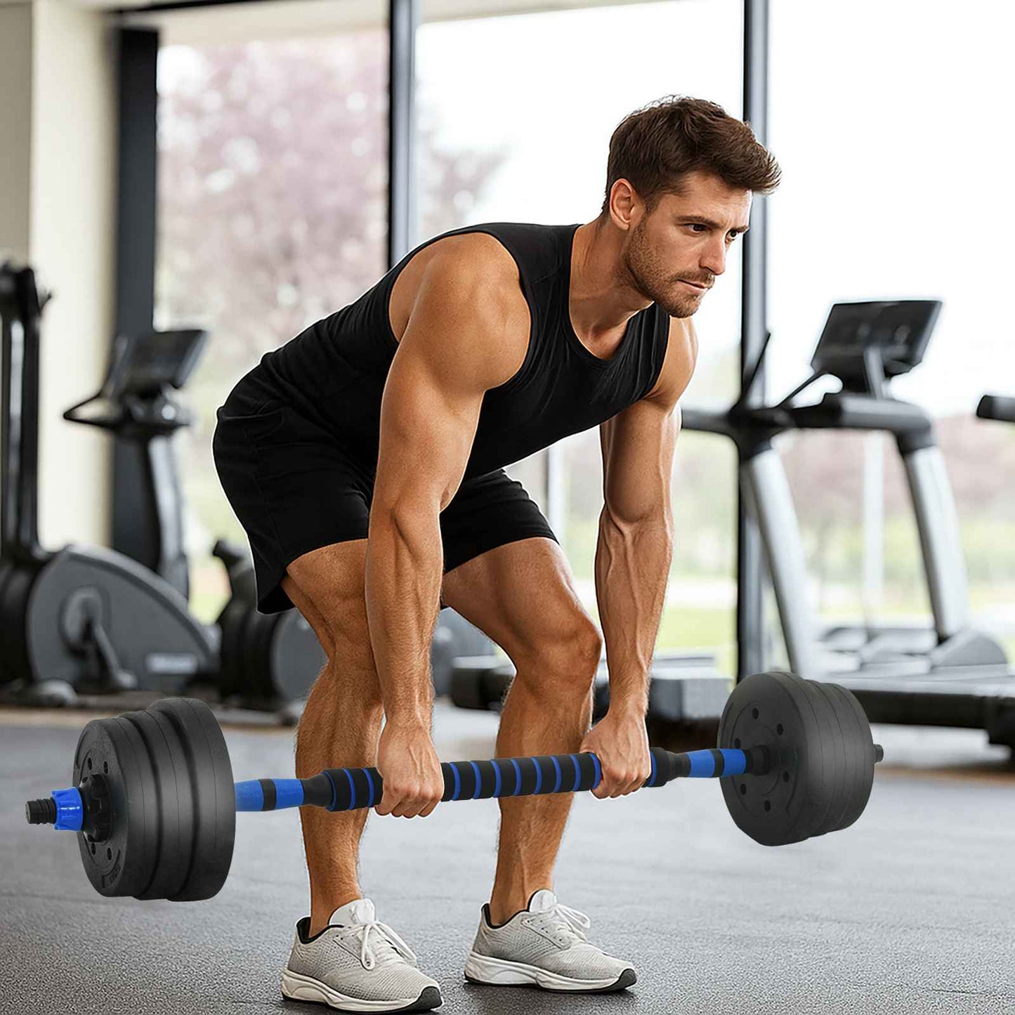 vidaXL Σετ Αλτήρα 4 σε 1 Μαύρο και μπλε 121 x 19,5 x 19,5 cm