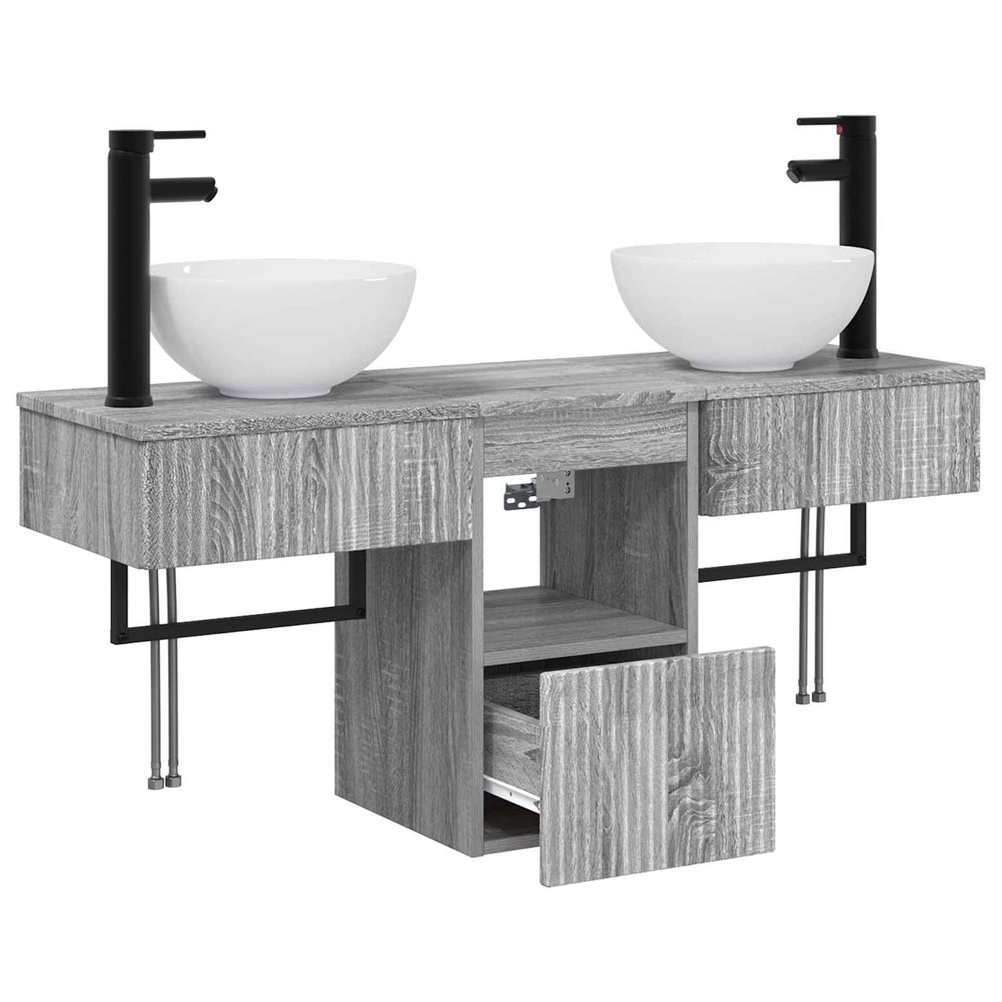 vidaXL Σετ Επίπλων Μπάνιου 3 τμχ. Γκρι Sonoma Επεξεργασμένο Ξύλο