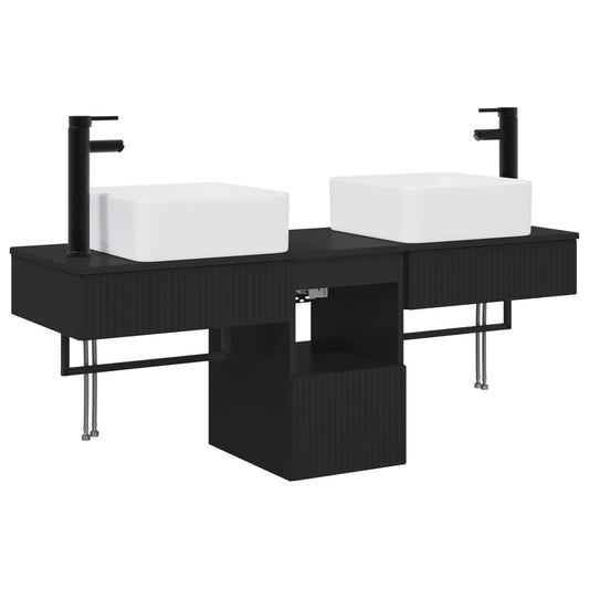 vidaXL Σετ Ντουλαπιών Μπάνιου 3 τμχ. Μαύρο 53 x 35 x 39 εκ