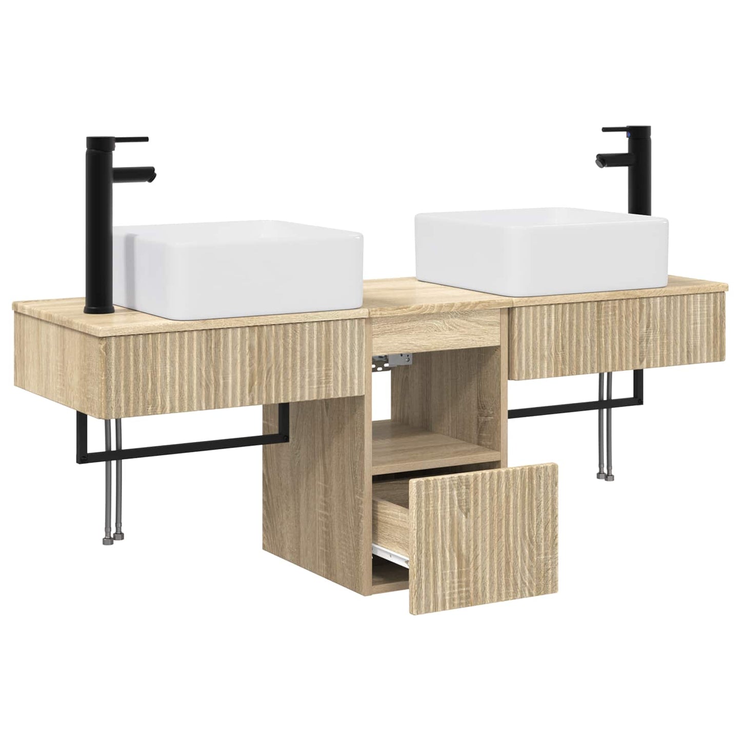 vidaXL Σετ Ντουλαπιών Μπάνιου 3 τμχ. Sonoma Δρυς 53 x 35 x 39 εκ