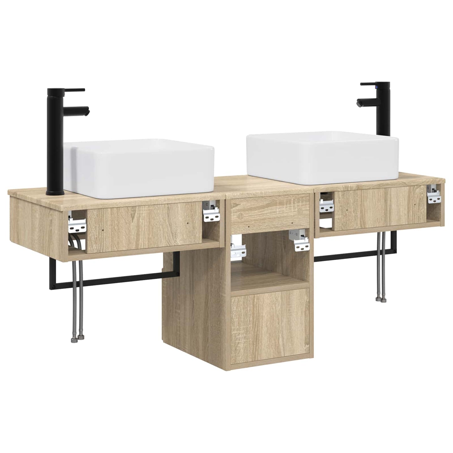 vidaXL Σετ Ντουλαπιών Μπάνιου 3 τμχ. Sonoma Δρυς 53 x 35 x 39 εκ