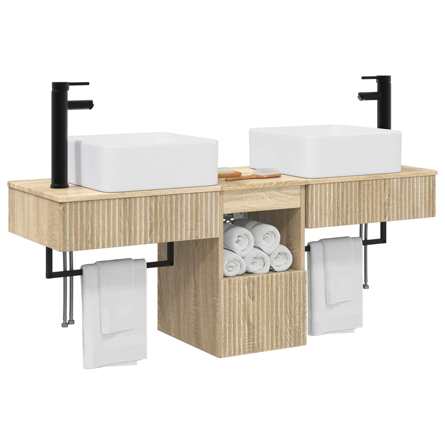 vidaXL Σετ Ντουλαπιών Μπάνιου 3 τμχ. Sonoma Δρυς 53 x 35 x 39 εκ