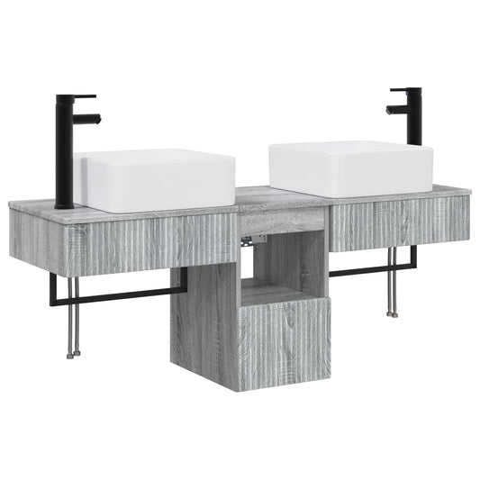 vidaXL Σετ Ντουλαπιών Μπάνιου 3 τμχ. Γκρι Sonoma 53 x 35 x 39 εκ