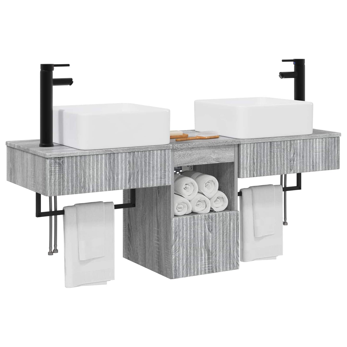 vidaXL Σετ Ντουλαπιών Μπάνιου 3 τμχ. Γκρι Sonoma 53 x 35 x 39 εκ