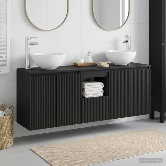 vidaXL Σετ Ντουλαπιών Μπάνιου 3 τμχ. Μαύρο 49,5 x 35 x 63 εκ