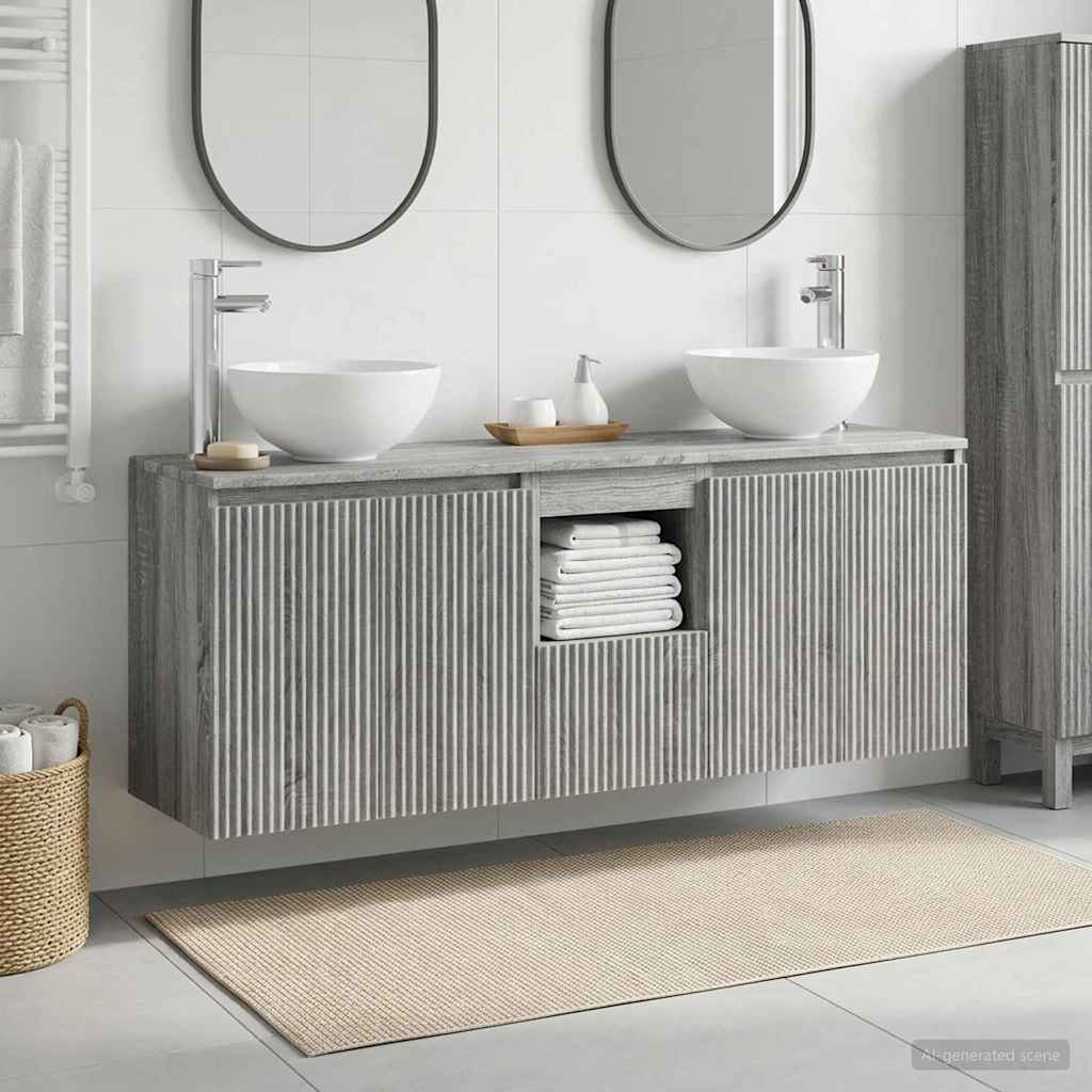 vidaXL Σετ Ντουλαπιών Μπάνιου 3 τμχ. Γκρι Sonoma 129 x 35 x 80 cm