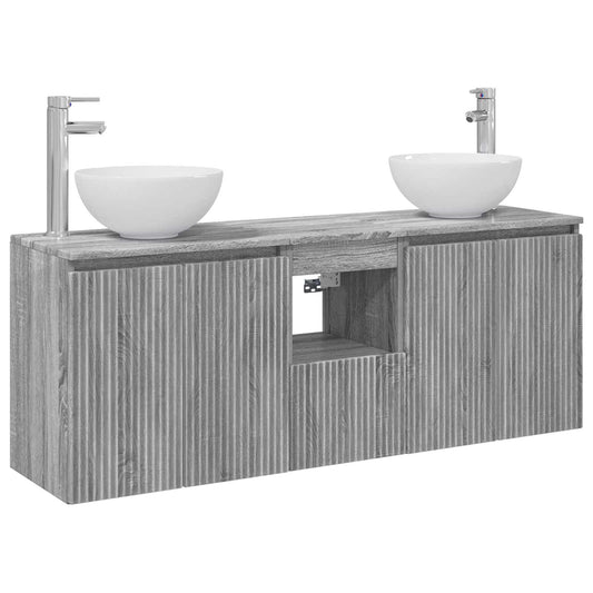 vidaXL Σετ Ντουλαπιών Μπάνιου 3 τμχ. Γκρι Sonoma 49,5 x 35 x 63 εκ