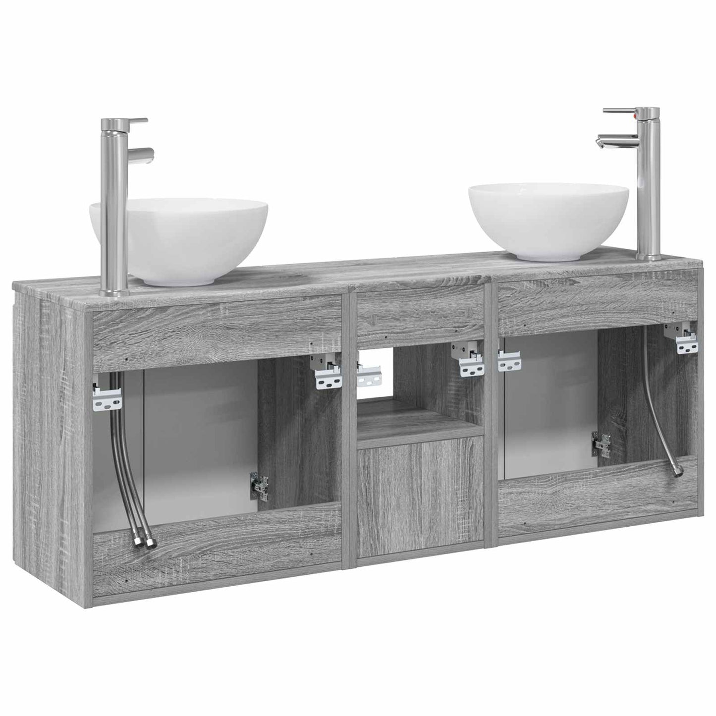 vidaXL Σετ Ντουλαπιών Μπάνιου 3 τμχ. Γκρι Sonoma 129 x 35 x 80 cm
