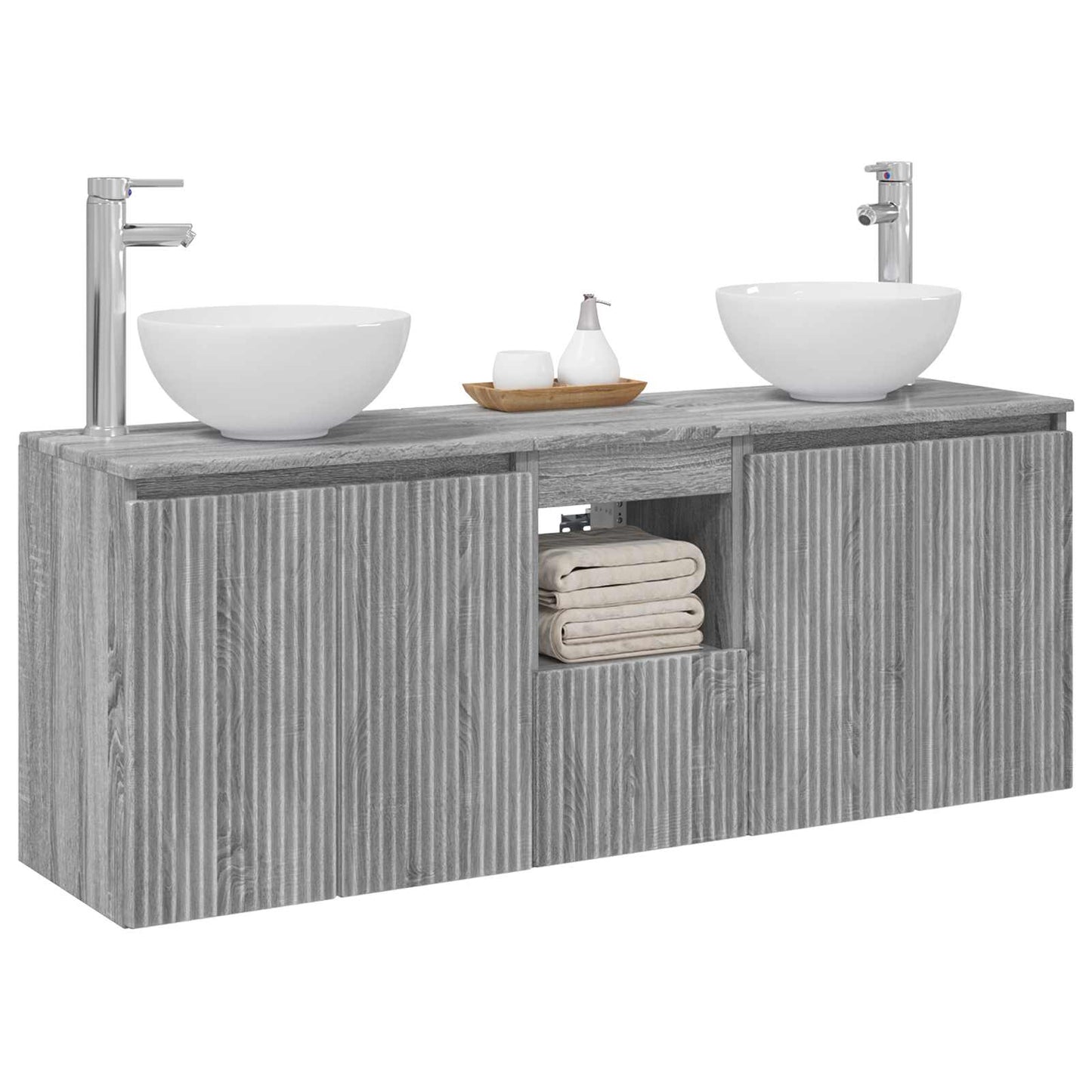 vidaXL Σετ Ντουλαπιών Μπάνιου 3 τμχ. Γκρι Sonoma 129 x 35 x 80 cm