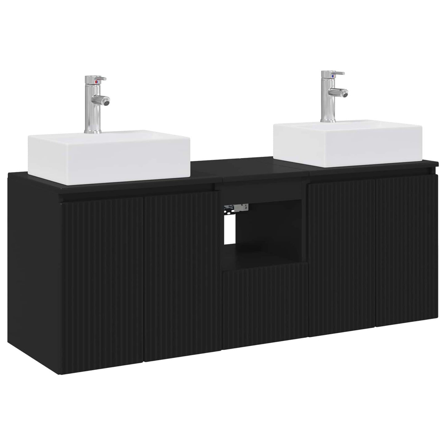 vidaXL Σετ Ντουλαπιών Μπάνιου 3 τμχ. Μαύρο 129 x 41 x 79.5 εκ.