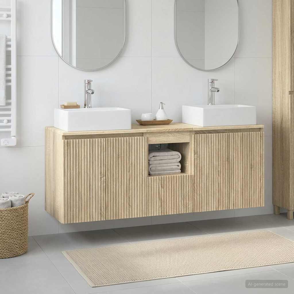 vidaXL Σετ Ντουλαπιών Μπάνιου 3 τμχ. Sonoma Δρυς 49,5 x 41 x 62,5 εκ
