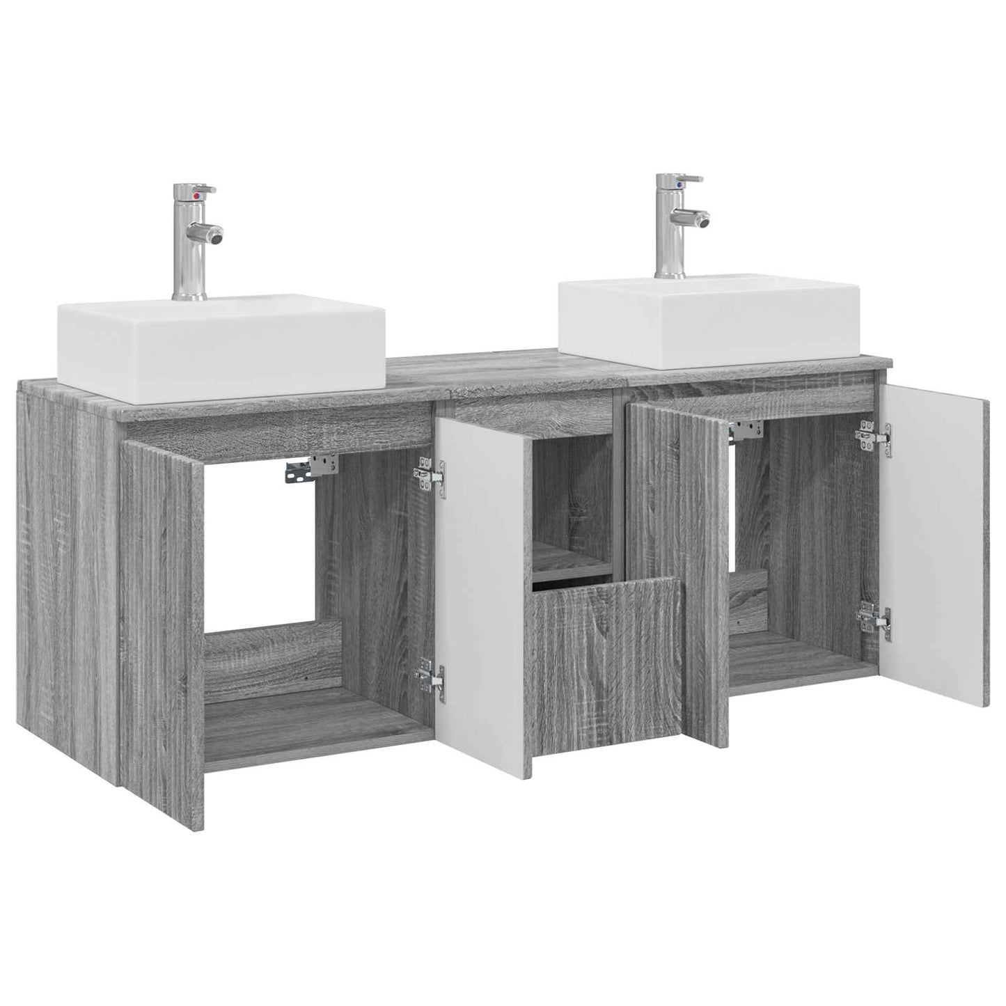 vidaXL Σετ Ντουλαπιών Μπάνιου 3 τμχ. Γκρι Sonoma 129 x 41 x 79.5 εκ.