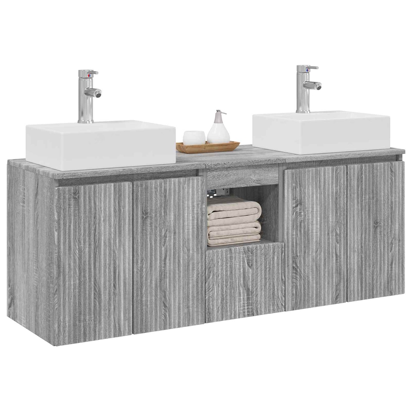 vidaXL Σετ Ντουλαπιών Μπάνιου 3 τμχ. Γκρι Sonoma 129 x 41 x 79.5 εκ.